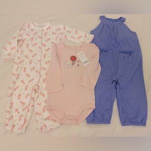 Vintage Gymboree Lot - Overalls, One Piece Outfit, and Long Sleeve Onesie